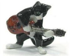 ➸ NORTHERN ROSE Miniature Figurine Musician Cat with Electric Guitar