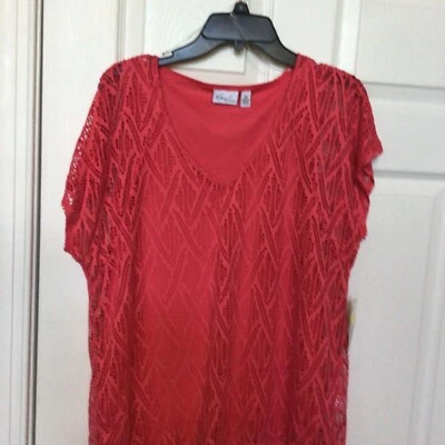 Blusa Top Mujer KIM ROGERS Talla M Rosa Encaje con camisola Top, NUEVA Foto 1 de 4