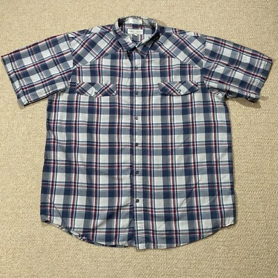 Eighty Eight Western Shirt Mens XL Slim Fit Plaid Flap Pocket Pearl Snap USA - Image 1 of 4