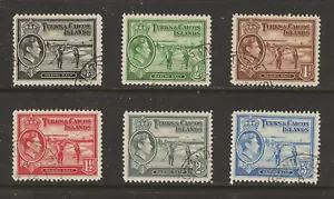 Turks & Caicos Is. 1938 KGVI pictorials 6 values o/FU SG see note - Picture 1 of 1