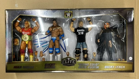 WWE Elite 60th Anniversary Hogan Rocky Austin Becky Then Now Forever Together Cover