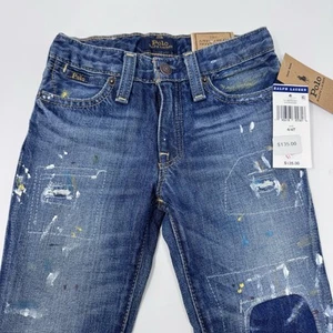 Polo Ralph Lauren Kids Paint Splatter Astor Slim Boyfriend Denim Size 4T - Picture 1 of 8