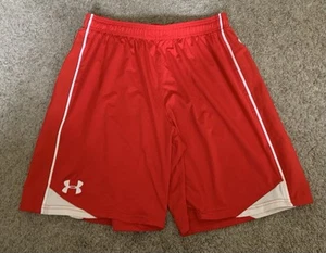 Under Armour Boy’s Size XL (18-20) Red Athletic Shorts With White Trim - Picture 1 of 7
