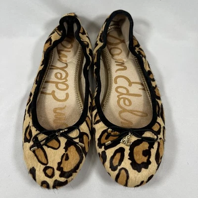 Sam Edelman Felicia Leopardo Estampado Animal Ballet Planos Pelo de Vaca Talla 8.5 Mob Wife Foto 1 de 4