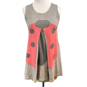 HEEL Athens Lab Women's Organic Cotton Gray Ladybug Tank Top XXL - Picture 1 of 5