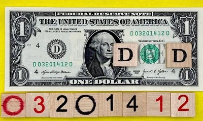 UNC March 2014 12 Birthday Date Note Fancy Serial Number $1 Dollar Bill CRISP FW - Image 1 of 4