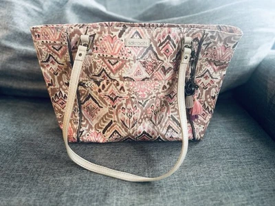 Bolso de Mano Sakroots Artist Circle Fawn Brave Azteca Llama Shopper Lona Recubierta Foto 1 de 4