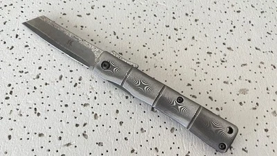 Faca de bolso KATSU afiada feita à mão japonesa lâmina de aço Damasco Tanto - Imagem 1 de 4