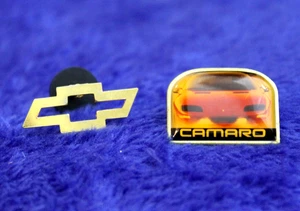 2 Chevy Hat Lapel Pins Bowtie Pin and Chevy Camaro Accessory - Picture 1 of 7