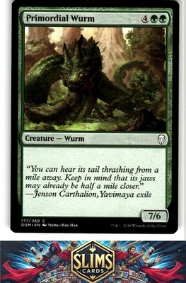 Magic the Gathering MTG Dominaria Primordial Wurm #177 Buy 2 Get 1 - Image 1 of 2