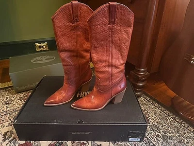 Botas hasta la rodilla Frye FAYE STITCH PULL ON de arcilla roja para mujer marrón 10M Foto 1 de 4