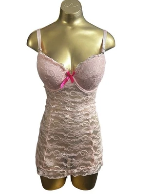 Body Nature Intimates Rosa Encaje 🩷 Babydoll Fairycore Chemise - 38D Foto 1 de 4
