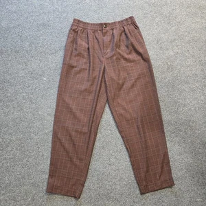 Pantalones Madewell Mujer Talla Pequeña Marrón Plisado a Cuadros Cremallera Recortada Cápsula Informal - Imagen 1 de 10