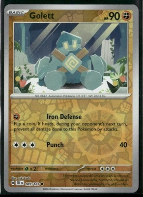 Pokemon Golett #087/162 SV05: Temporal Forces Reverse Holo Near Mint or Better - Image 1 of 2