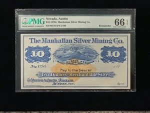 $10 187_ Austin Nevada Manhattan Silver Mining Company VERY HIGH GRADE PMG 66EPQ - Picture 1 of 2