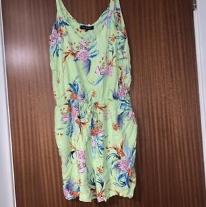 Womens Green Floral Playsuit Peacocks Size 14 Uk Good Used Condition