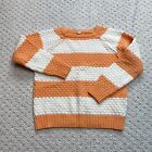 Zara Girls Sweater Size Medium Orange White Striped Pullover Textured Acrylic