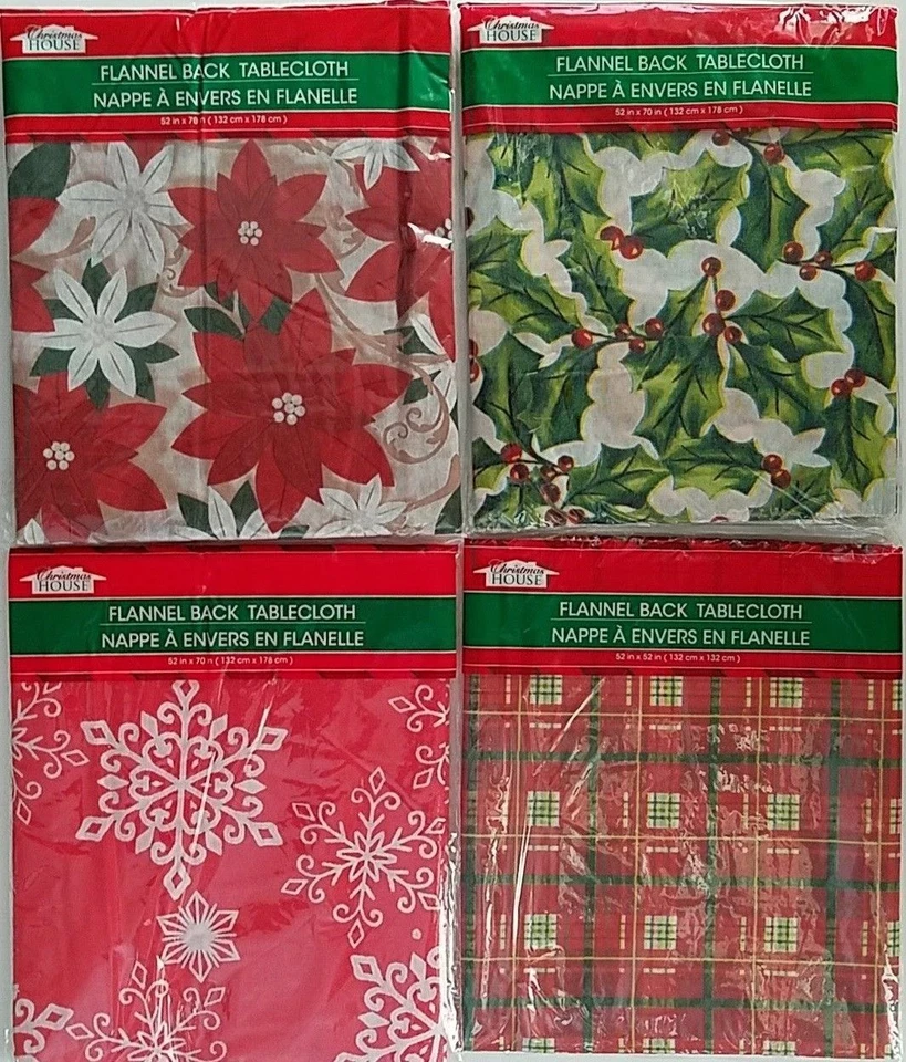 Christmas Holiday Plastic Tablecovers Flannel Back, XM28, Select: Theme/Size - Image 1 of 1
