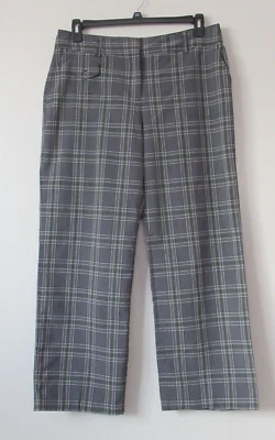 Pantalones de vestir para mujer Izod 3856 pierna recta gris a cuadros bolsillos talla 14 Foto 1 de 4