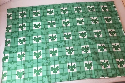 54 X 72" St Patricks Day Tablecloth. Green & White Plaid, Shamrock Oblong New - Image 1 of 4