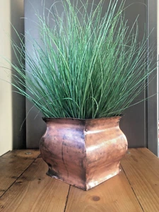 ANTIQUE ARTS & CRAFTS / ART NOUVEAU COUNTRY HOUSE SOLID COPPER PLANTER PLANT POT - Picture 1 of 19