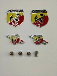 KIT FREGI STEMMA LOGO FIAT ABARTH 500 124 - 8 PEZZI IN METALLO - Picture 1 of 1