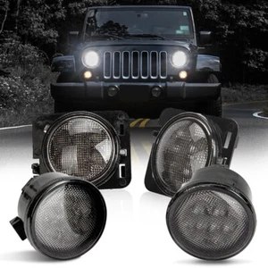 4Pcs LED Front Side Fender Turn Indicator Lights For Jeep Wrangler JK 2007-2017 - Picture 1 of 11