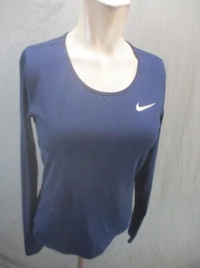 NIKE DRI-FIT Size S Women Blue Round Neck Long Sleeve Thumbhole Athletic Top 704 - Picture 1 of 10