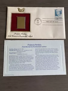 GOLDEN REPLICAS OF UNITED STATES STAMPS FRANCES PERKINS ISSUED APRIL 10, 1980 - Picture 1 of 1