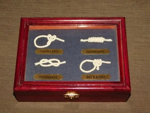 8" X 6" X 2 1/4" HIGH NAUTICAL SHIP KNOTS WOOD BOX - Picture 1 of 12