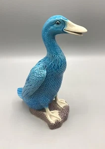 Edel Große Chinesische Gans Ente Türkis Porzellan Figur China Antik Alt Signiert - Bild 1 von 11