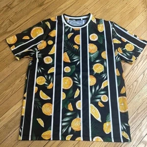 SouthPole XL Tropical Fruit Stripe Shirt Citrus Graphic Tee Streetwear Sommer - Bild 1 von 6