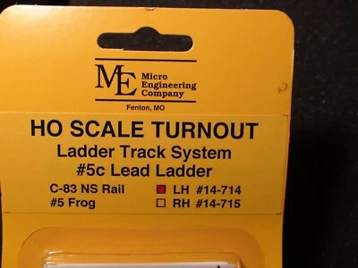 Micro- Engineering #14-714 HO LADDER TRACK SYSTEM TURNOUT LH #5c Code 83 - Image 1 of 4