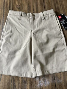 Under Armour Boy's Shorts Size 8 Khaki Golf Uniform School New With Tags - Picture 1 of 6