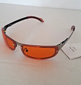 Sonnenbrille, orange, silberner Metall-Rahmen, 12,5 cm breit nach vorne gewölbt - Bild 1 von 2