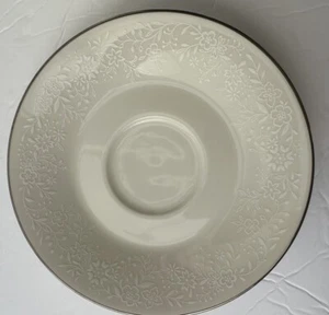 Noritake Affection Tea Cup Saucer Vintage Ivory Floral Silver Trim 7192 - Picture 1 of 2