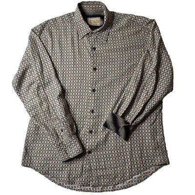 Vintage Italia Masculino Botão Geométrico Tamanho G Longo Slv Punho Flip Trabalho Escritório - Imagem 1 de 4