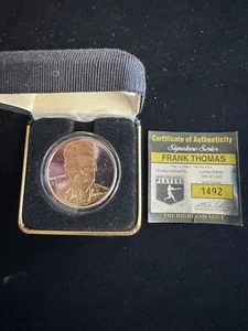 1OZ SIGNATURE SERIES FRANK THOMAS GOLD SILVER COIN HIGHLAND MINT 1492/1500 - Picture 1 of 3