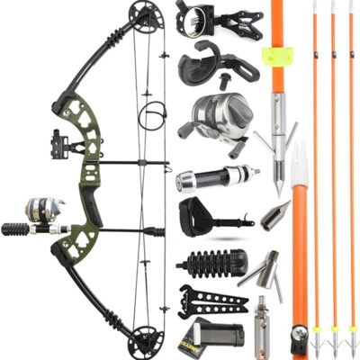 Archery Compound Bow Fishing Set 30-55lbs Bowfishing Reel Shooting Hunting RH LH - Image 1 of 4
