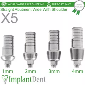 5x Dental Straight Shoulder Prosthetic Wide Platform Titanium Int Hex 2.42mm - Picture 1 of 4