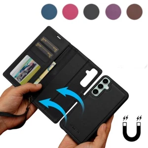 Removable Leather Wallet Case Card Flip Cover for Samsung S24 FE/S24+/S25+ Ultra - Picture 1 of 38