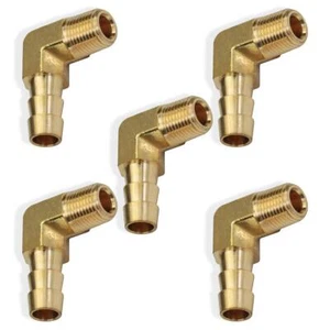 5pcs 90 Degree Elbow Brass Hose Barb Fitting -5/16 Barb to 1/8 Male NPT Ada - Picture 1 of 7
