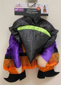 Halloween DOG Witch Costume 2 Pieces with Arms Purple Orange Black MEDIUM NWT - Picture 1 of 9