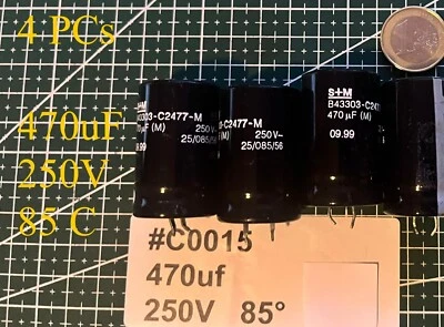 4PCs 470uF  250V  85°C S+M Kondensator/Capacitor Elektrolyte Made in Germany - Bild 1 von 4