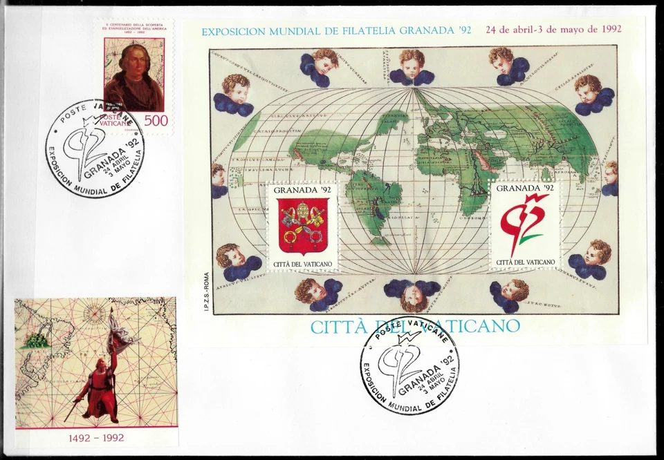 Vatican/Granada 1992 ☀  Anniversary of the Discovery of America ☀  FDC - Image 1 of 1
