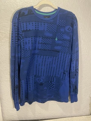 Volcom Corpo Class Sweater Mens XL Black Blue Logo Crew Neck Pullover - Image 1 of 4