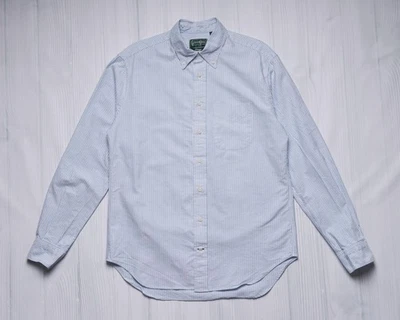 Gitman Vintage $235 Blue White Striped Oxford Button Down Collar Cotton Shirt L - Image 1 of 4
