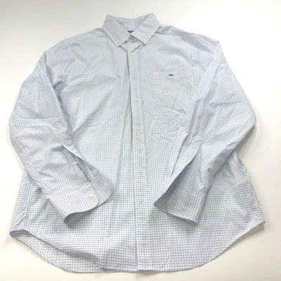 Camisa de vestir Vineyard Vines ajuste clásico TUCKER 16,5/35 100 % algodón a cuadros azul Foto 1 de 4