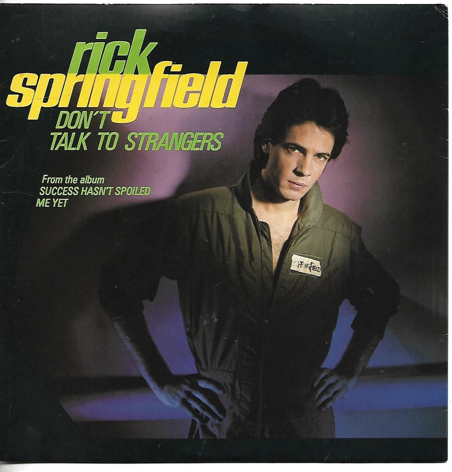 Rick Springfield Don't Talk To Strangers (1982) Australian p/s 45 record - Image 1 of 1
