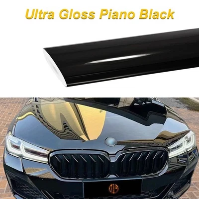 Ultra Gloss PET Liner Piano Black Car Vinyl Wrap Adhesive Film Air Release DIY - Image 1 of 4